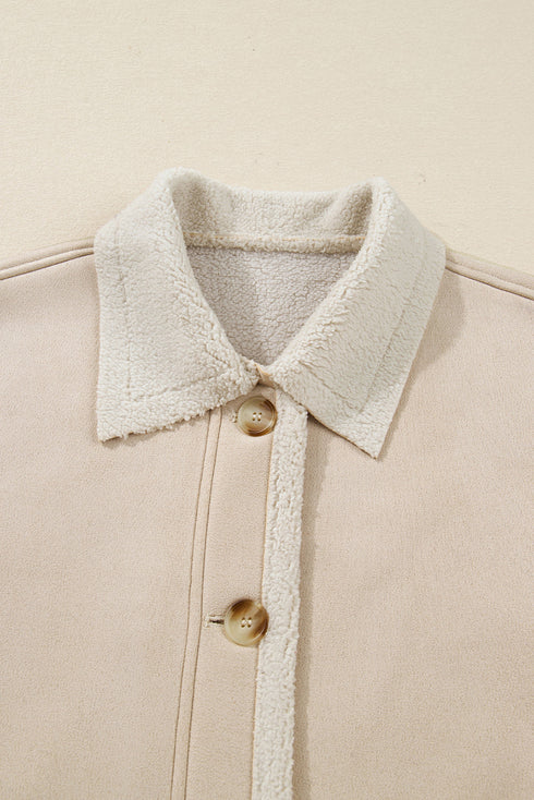 Parchment Suede Sherpa Lined Western Loose Jacket