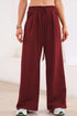 Burgundy Tied Elastic High Waist Pleated Detail Solid Sweatpants