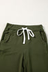Moss Green Drawstring Elastic Waistband Pocketed Joggers