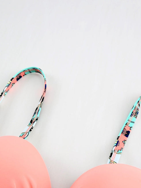 sexy-pink-padded-gather-push-up-bikini-set