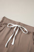 Dark Brown Drawstring Elastic Waistband Pocketed Joggers