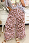 Pink Leopard Wide Leg Cropped Pants