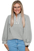 Light Grey Rhombus Textured Striped Patchwork Zip Neck Pullover Sweatshirt