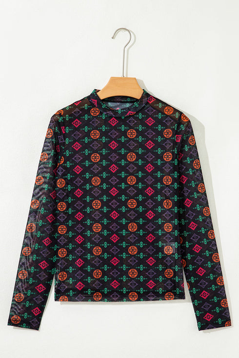 western print top