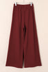 Burgundy Tied Elastic High Waist Pleated Detail Solid Sweatpants