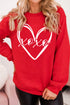 Red xoxo Valentines Heart Sketch Printed Pullover Sweatshirt