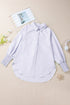 Orchid Petal Striped Shirred Cuff Buttoned Loose Fit Shirt