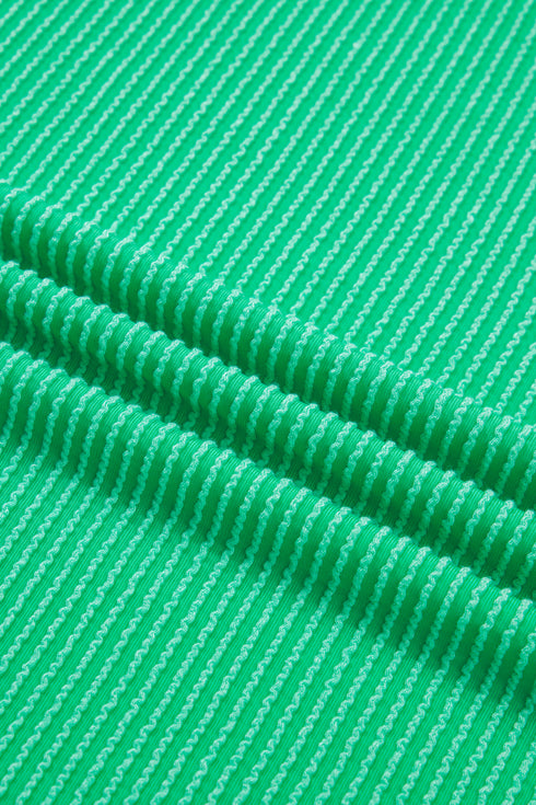 Mint Green Loose Uneven Hem Twist Ribbed T Shirt