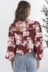 Brown Floral Puff Sleeve Lightweight Shirt