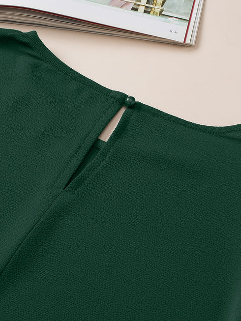 blackish-green-plus-size-sequin-short-puff-sleeve-top