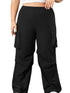 black-plus-size-flap-pocket-elastic-waist-cargo-pants