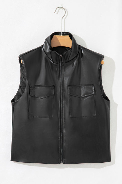 faux leather vest