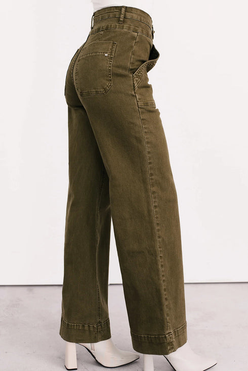 Jungle Green Henley Wide Leg Mica Denim Jeans