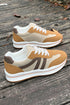 Brown Varsity Color Block Patchwork Lace-up PU Leather Sneakers