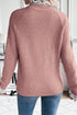 Fushia Contrast Lace Frilled Trim Raglan Sleeve Sweater