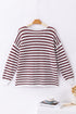 Fiery Red Striped Knit Split Hem Baggy Sweater