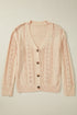 Beige Open Knit Drop Shoulder Sweater Cardigan
