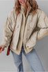 Parchment Zip Up Stand Collar Corduroy Sherpa Patchwork Jacket