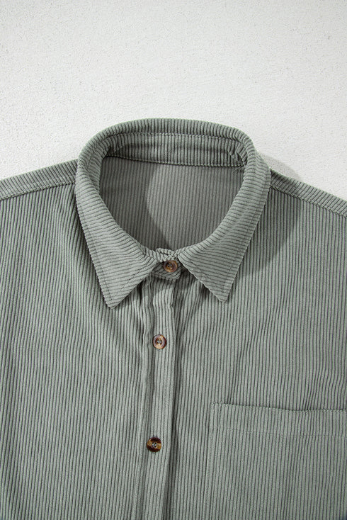 Gray Corduroy Button Pocket Shirt