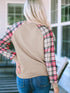 casual-plaid-splicing-button-decor-long-sleeve-knit-hoodie