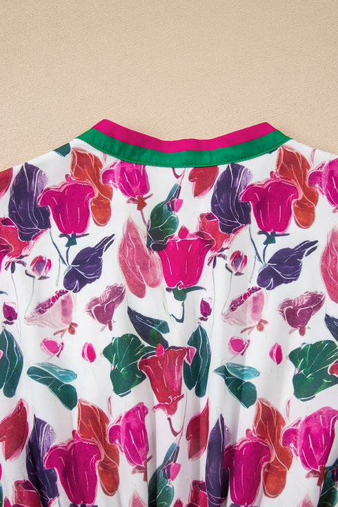 floral print long sleeve mini dress