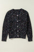 Black Rhinestone Decor Multicolor Confetti Sweater Cardigan