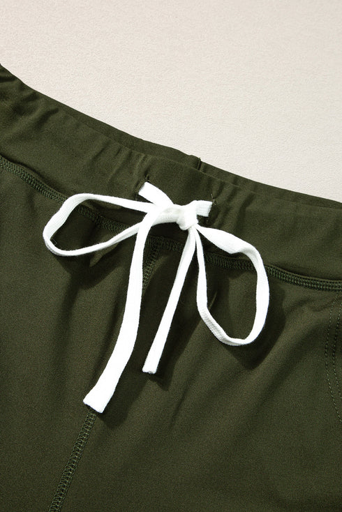 Moss Green Drawstring Elastic Waistband Pocketed Joggers