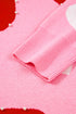 Pink Pearl Embellished Heart Pattern Valentines Day Sweater