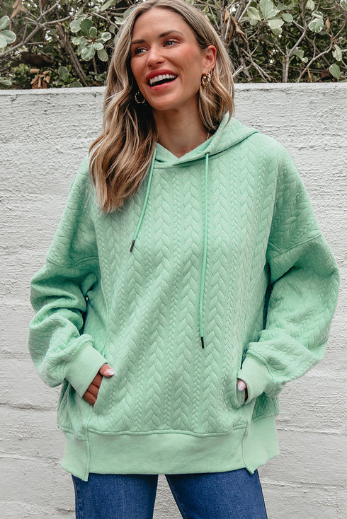 cable texture hoodie