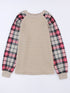 casual-plaid-splicing-button-decor-long-sleeve-knit-hoodie
