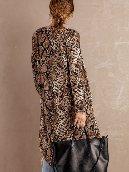 snake-print-long-cardigan