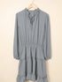 Gray V Neck Long Sleeve Ruffle Tiered Mini Dress