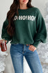 Blackish Green MERRY CHRISTMAS HO HO HO Drop Shoulder Loose Sweater