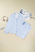 Sky Blue Bow Print Long Sleeve Shirt and Pants Soft Pajama Set
