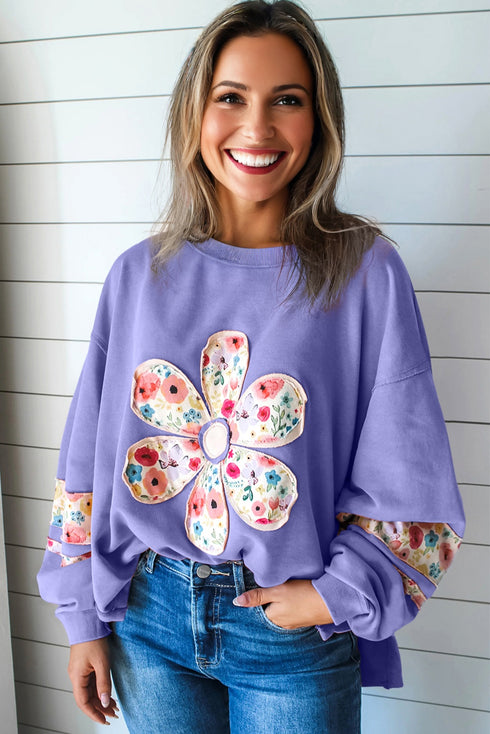 floral patched sweatshirt