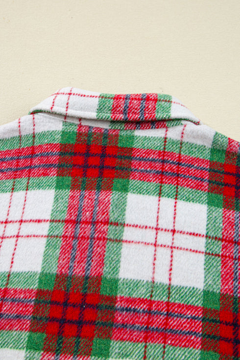 Red Christmas Plaid Casual Flannel Shacket