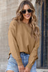 Light French Beige Front Center Seam Drop Shoulder Pullover Solid Sweater