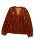 ladies-t-shirts-gold-velvet-pile-neck-pleated-long-sleeve-t-shirt