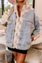 Beige Floral Sherpa Denim Patchwork Jacket