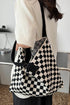 Color black Checkered Knit Eco-Friendly Tote Bag