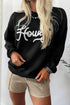 Black Howdy Embroidered Graphic Western Sweater
