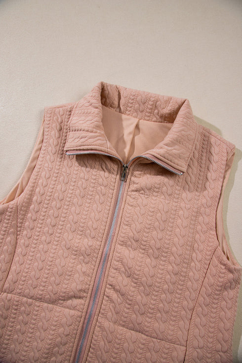 pale-chestnut-cable-textured-zip-up-vest-jacket