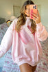 Light Pink Sweetheart Patchwork Mockneck Oversize Sweatshirt