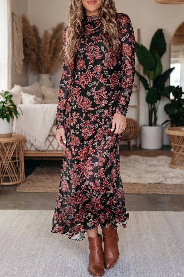 Elegant Floral Maxi Dress for Women - Bohemian Style, Flowy Fit, Perfect for Summer Events and Beach Days