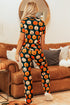 Orange Halloween Pattern Short Sleeve Shirt Pajama Set