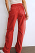 Fiery Red High Waist Straight Leg Cargo Pants with Pockets
