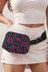 Dark Grey Leopard Heart Printed Canvas Crossbody Bag