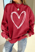 Racing Red Valentines Day Heart Love Script Reversible Printed Double Wear Mock Neck Sweatshirt