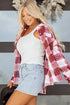 Rose Christmas Plaid Casual Flannel Shacket