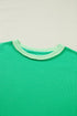 Mint Green Loose Uneven Hem Twist Ribbed T Shirt